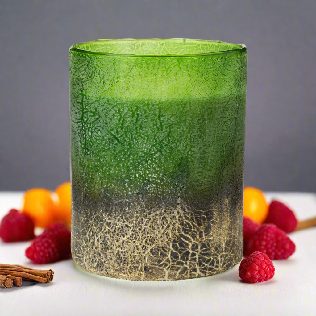 Medium Green Crackle Candle - Wassail