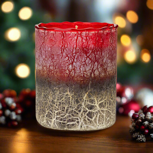 Medium Red Crackle Candle - Holiday Seduction