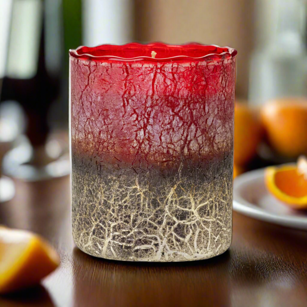 Medium Red Crackle Candle - Wassail