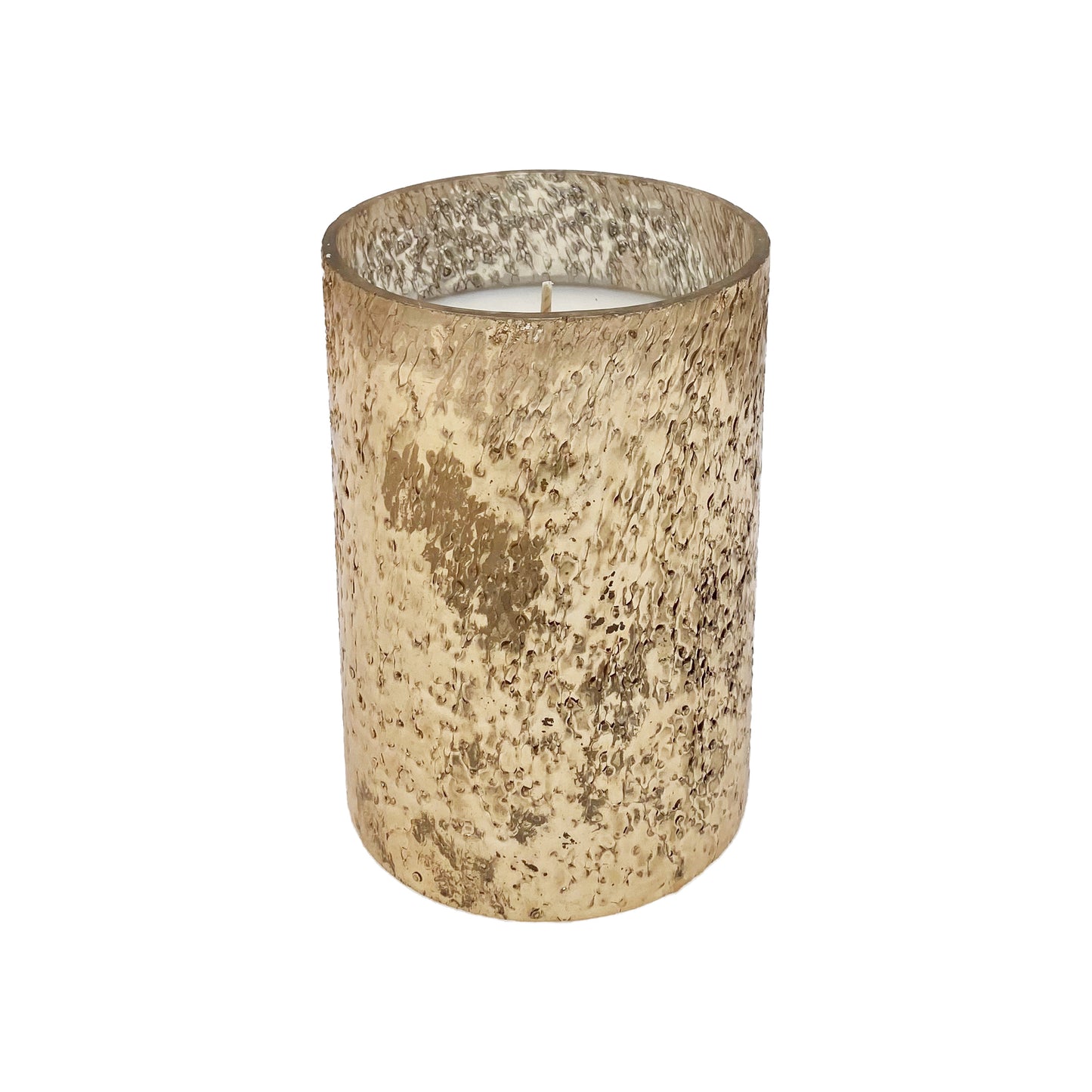 Large Shiny Gold Texture Candle - Siberian Fir