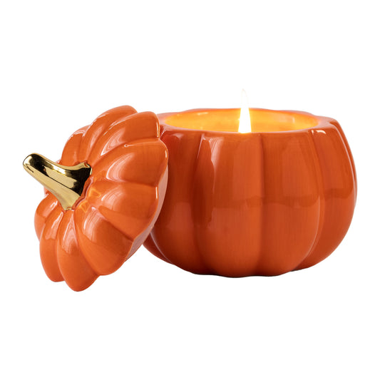 Pumpkin Candle with Gold Stem